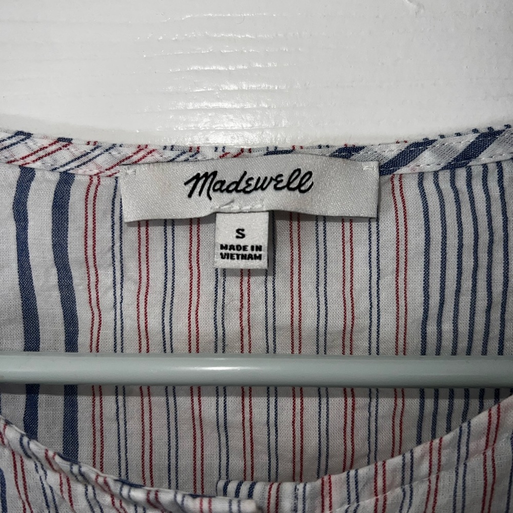 Madewell Stripe Drawstring Side Button Down Top S… - image 5